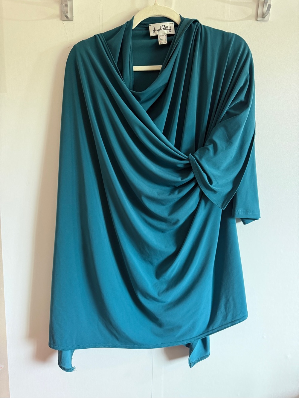Joseph Ribkoff Teal Draped Open Front Cardigan Wrap Size 14